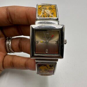 Bobbypin by Jeffery Fulvimari Watch Women Silver Tone Pop Art Girl Face Band